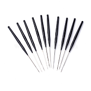 Iron Crochet Hooks Needles, with Plastic Handle, Black, 160x6mm, Pin: 0.5mm, 10pcs/bag(TOOL-R102-18)