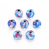 Handmade Polymer Clay Beads, for DIY Jewelry Crafts Supplies, Round, Dodger Blue, 8.5~9x8mm, Hole: 1.8mm(CLAY-N008-054A-05)
