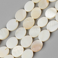 Natural Freshwater Shell Beads Strands, Oval, Beige, 8x6x2~3mm, Hole: 0.9mm, about 42pcs/strand, 13.31 inch(33.8cm)(SHEL-N026-73)