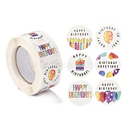 Birthday Themed Pattern Self-Adhesive Stickers, Roll Sticker, for Party Decorative Presents, Colorful, 2.5cm, about 500pcs/roll(DIY-E023-08E)