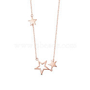 SHEGRACE 925 Sterling Silver Pendant Necklace, with S925 Stamp, Star, Rose Gold, 15.75 inch(40cm)(JN729B)