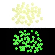 Opaque Luminous Acrylic Beads, Glow in the Dark Beads, Round, Champagne Yellow, 4mm, Hole: 1mm, about 16666pcs/500g(OACR-G038-06F)