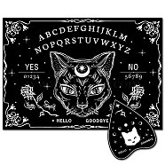 Pendulum Dowsing Divination Board Set, Rectangle Talking Board, with Planchette Accessories, Cat Shape, 11.2~30x9~21x5cm, 2pcs/set(DJEW-WH0324-078)