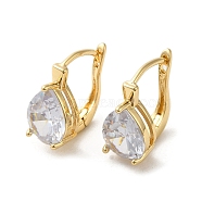 Golden Brass Micro Pave Cubic Zirconia Hoop Earrings, Teardrop, 15x8mm(EJEW-C073-05B-G)