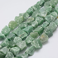 Raw Rough Natural Green Aventurine Bead Strands, Nuggets, 15~20x14~18x10~14mm, Hole: 1mm, about 25pcs/strand, 14.9 inch(38cm)(G-F403-03)