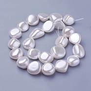 Shell Pearl Beads Strands, Nuggets, Snow, 15~21x15~18x7.5~15mm, Hole: 1mm, about 19pcs/strand, 16.14 inch~16.53 inch(41~42cm)(BSHE-P030-02E)