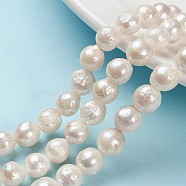 Natural Baroque Pearl Keshi Pearl Beads Strands, Cultured Freshwater Pearl, Nuggets, Beige, 8~10mm, Hole: 0.5mm, about 43pcs/strand, 15.5 inch(PEAR-Q004-36)
