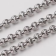304 Stainless Steel Rolo Chains, Belcher Chain, Unwelded, Stainless Steel Color, 2.5x1mm(CHS-K001-99C)