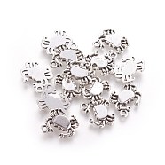 Tibetan Style Alloy Pendants, Lead Free and Nickel Free, Crab, Antique Silver Color, Size: about 19mm long, 16mm wide, 3mm thick, hole: 2mm(X-TIBEB-A101934-AS-FF)