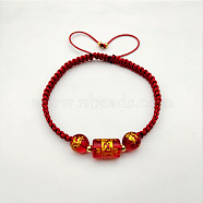 Natural Red Agate Column Braided Bead Bracelet, Chinese Style Adjustable Bracelet(SV9119)