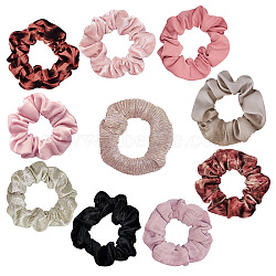 Cloth Elastic Hair Accessories, for Girls or Women, Scrunchie/Scrunchy Hair Ties, Mixed Color, 90mm, 10pcs/set(PW-WGFCB12-01)