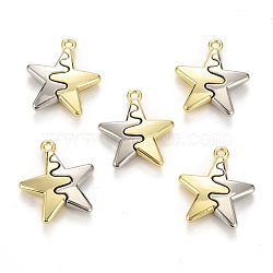 Spray Painted Alloy Pendants, Two Tone, Lead Free & Cadmium Free, Star, Gold, 19.5x17x4mm, Hole: 1.4mm(FIND-I016-B01)