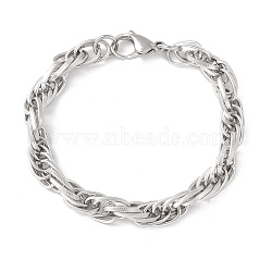 304 Stainless Steel Oval Link Rope Chains Bracelet for Men Women, Stainless Steel Color, 8-5/8 inch(22cm)(STAS-E001-05P)