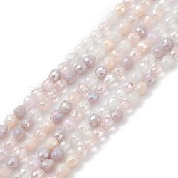 Gradient Color Electroplate Glass Bead Strands, AB Color Plated, Faceted, Teardrop, Misty Rose, 4.6x4mm, Hole: 1mm, about 99~101pcs/strand, 18.19~18.5 inch(46.2~47cm)(GLAA-E042-04A)