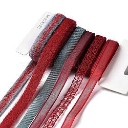 18 Yards 6 Styles Polyester Ribbon, for DIY Handmade Craft, Hair Bowknots and Gift Decoration, Red Color Palette, Red, 3/8~1/2 inch(10~12mm), about 3 yards/style(SRIB-C001-D09)