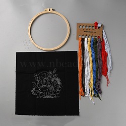 DIY Embroidery Kits, Including Printed Cotton Fabric, Embroidery Thread & Needles, Plastic Embroidery Hoop, Mushroom, 300x304x0.5mm, Thread: 9 colors(DIY-WH20001-09E)