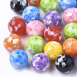 Resin Beads, Imitation Gemstone Chips Style, Round, Mixed Color, 10mm, Hole: 1.8mm(RESI-T026-10mm)