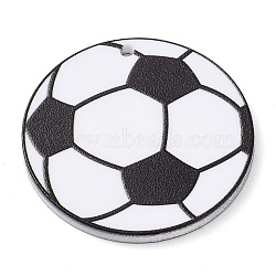 Printed Acrylic Pendants,  Football, Black, 35x2.5mm, Hole: 1.8mm(OACR-Q188-01D)