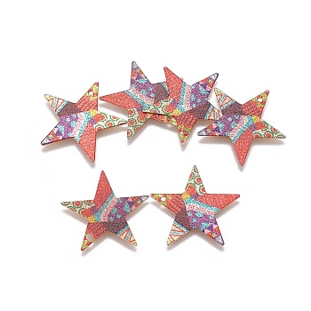 Printed Iron Pendants, Star, Light Gold, Colorful, 24x24x0.4mm, Hole: 1.8mm