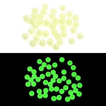 Opaque Luminous Acrylic Beads, Glow in the Dark Beads, Round, Champagne Yellow, 4mm, Hole: 1mm, about 16666pcs/500g