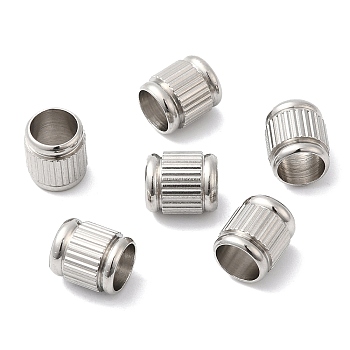 202 Stainless Steel European Beads, Large Hole Beads, Column, Stainless Steel Color, 8x7mm, Hole: 5.5mm