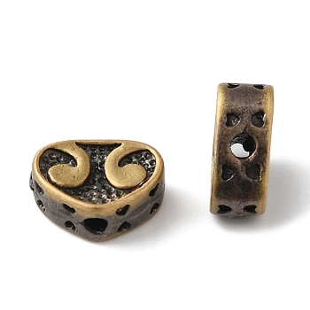 Rack Plating Brass Beads, Cadmium Free & Lead Free, Triangle, Brushed Antique Bronze, 6.5x10x4mm, Hole: 0.9mm