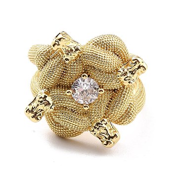 Clear Cubic Zirconia Snake Wrapped Cuff Ring for Women, Chunky Open Ring for Women, Cadmium Free & Nickel Free & Lead Free, Real 18K Gold Plated, US Size 6 1/2(16.9mm)