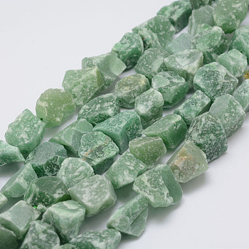 Raw Rough Natural Green Aventurine Bead Strands, Nuggets, 15~20x14~18x10~14mm, Hole: 1mm, about 25pcs/strand, 14.9 inch(38cm)