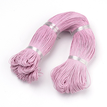 Waxed Cotton Cord, Pearl Pink, 1mm, about 360yard/bundle(330m/bundle)