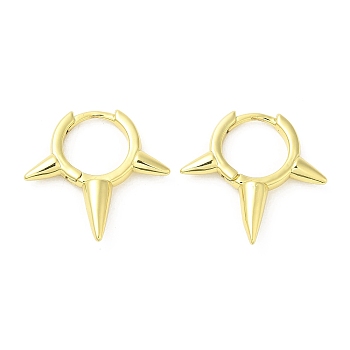 Rack Plating Brass Spike Hoop Earrings for Women, Lead Free & Cadmium Free, Long-Lasting Plated, Real 18K Gold Plated, 24x24x5mm