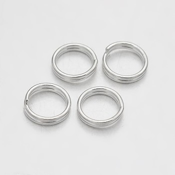 Brass Split Rings, Double Loops Jump Rings, Silver Color Plated, 7x0.6mm, about 6.4mm inner diameter, about 4760pcs/500g