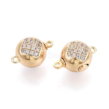 6Pcs Brass Clear Cubic Zirconia Box Clasps(KK-T073-45G)-1
