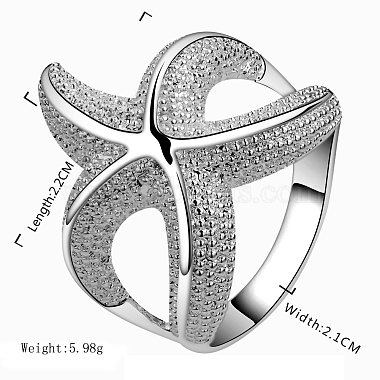 Fashion Style Brass Starfish/Sea Stars Metal Rings(RJEW-EE0001-086-D)-2