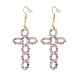 Natural Gemstone Braided Hollow Out Cross Dangle Earrings(EJEW-JE05138)-4