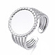 304 Stainless Steel Open Cuff Finger Ring Cabochon Settings(STAS-T060-06)-4