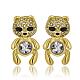 Real 18K Gold Plated Bear Tin Alloy Cubic Zirconia Stud Earrings(EJEW-BB08486-G)-1