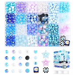 DIY Acrylic Beads Stretch Bracelet Making Kits, Blue, 8mm, Hole: 1.5mm(DIY-FS0008-76)