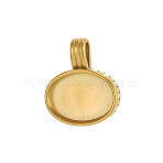 304 Stainless Steel Pendant Cabochon Settings, Oval Charms, Plain Edge Bezel Cups, Ion Plating(IP), Long-Lasting Plated, Real 14K Gold Plated, 18x16mm,Hole:3mm(STAS-OY015-75)