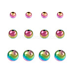 45Pcs 3 Style Ion Plating(IP) 304 Stainless Steel Beads, Round, Rainbow Color, 5.7~10x5~10mm, Hole: 2mm, 15pcs/style(STAS-CD0001-26)