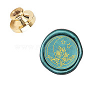 DIY Wood Wax Seal Stamp, Scrapbook Brass Stamps, Moon Pattern, 25mm(AJEW-WH0130-591)