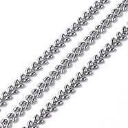 304 Stainless Steel Cobs Chains, Leaf Link Chains, Unwelded, with Spool, Stainless Steel Color, 6x5x2mm, about 16.40 Feet(5m)/Roll(CHS-H019-01P)