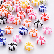 Craft Style Acrylic Beads, Flower, Mixed Color, 10x5mm, Hole: 1.8mm, about 1650pcs/500g(MACR-S373-06F)