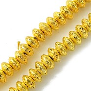 Electroplated Natural Lava Rock Beads Strands, Rondelle, Saucer Beads, Golden Plated, 8.5x4.5mm, Hole: 1.8mm, about 85pcs/strand, 15.59''(39.6cm)(G-I360-P01-01)