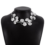 Punk Style Alloy Choker Necklaces for Women, Platinum, Leaf, 24.02 inch(61cm)(WGA180C-13)