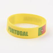 Silicone Wristbands Bracelets, Cord Bracelets, Portugal, Yellow, 8 inch(20.2cm), 19x2mm(X-BJEW-K168-01G)