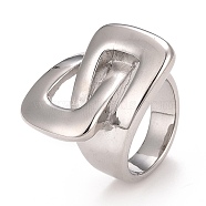 304 Stainless Steel Interlocking Rectangle Chunky Ring for Men Women, Stainless Steel Color, US Size 6 1/4(16.7mm)~US Size 9(18.9mm)(RJEW-B040-20P)