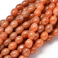 Oval Dyed Natural Red Aventurine Beads Necklaces, 10x8mm, Hole: 1mm, about 39pcs/strand, 15.7 inch(G-P106-03)