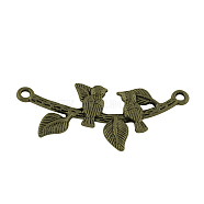 Bird & Branch Tibetan Style Alloy Pendants, Lead Free & Cadmium Free, Antique Silver, 32x62x4mm, Hole: 3mm, about 140pcs/1000g(TIBEP-R338-39AS-RS)