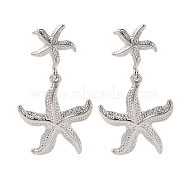 Starfish Alloy Dangle Stud Earrings for Women, Platinum, 54x30.5mm(EJEW-A112-05P)