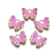 Alloy Enamel Charms, Butterfly, Light Gold, Violet, 10.5x13x3mm, Hole: 2mm(X-ENAM-S121-070H)